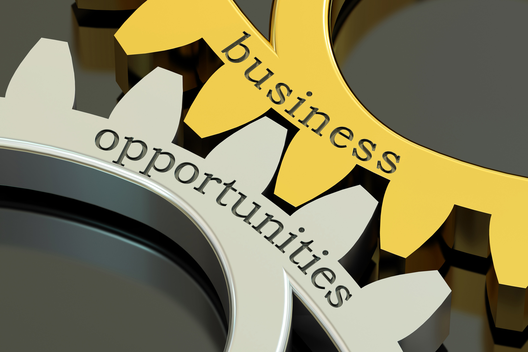 Business Opportunities Concept on the Gearwheels, 3D Rendering